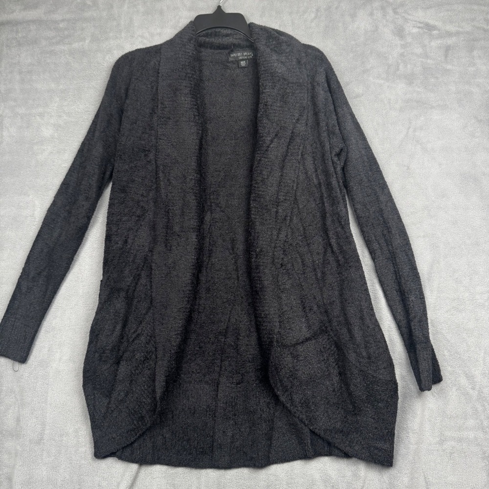 Barefoot Dreams CozyChic Lite Cardigan Charcoal Gray Open Front Sweater XS/S 452
